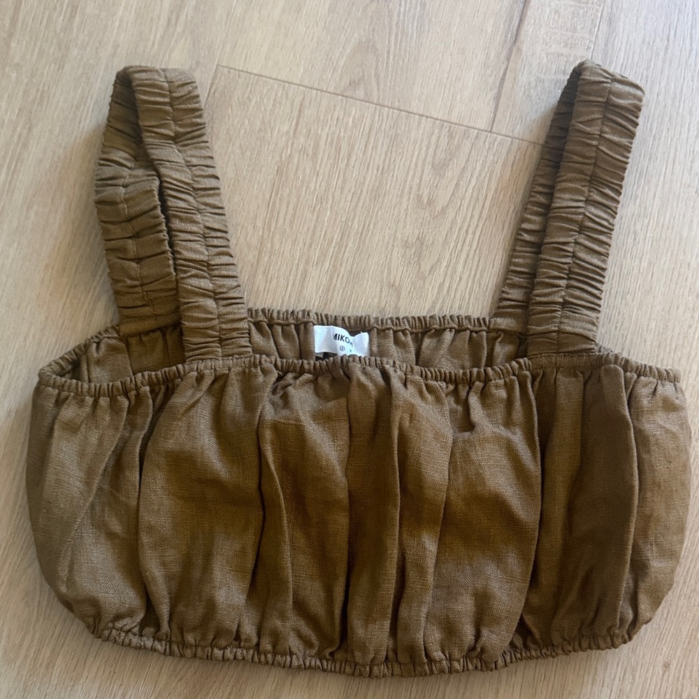 Mikoh Brown Ruched Swim Coverup Top - Picture 1 of 1
